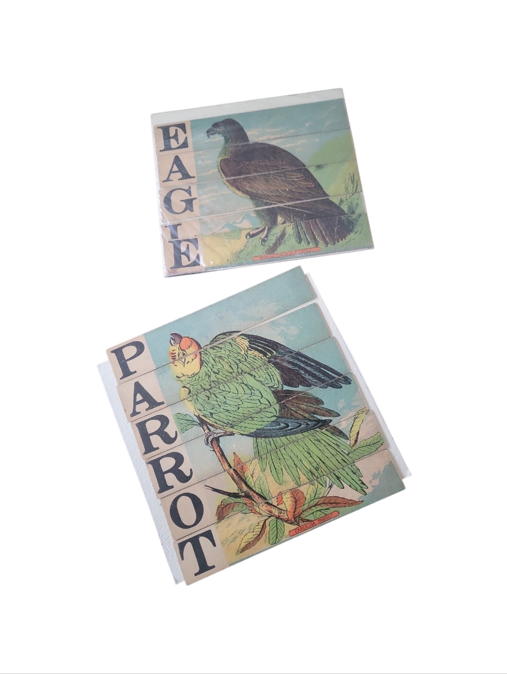 Antique 19th Century Parrot & Eagle Bird Slat Puzzles ~ Antique Collectibles